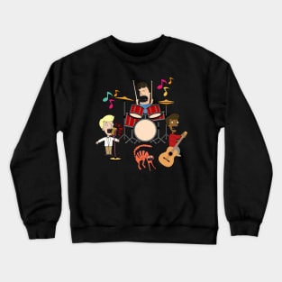 funny music band  and cat Crewneck Sweatshirt
